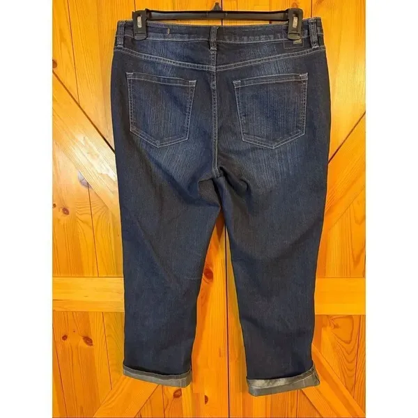 JAG Jeans Women’s Skinny Boyfriend Cuffed Dark Wash Cropped Jeans Size 14 (6511) - Image 4