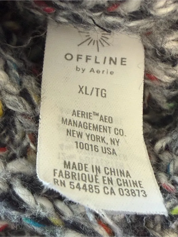 OFFLINE by Aerie Gray Confetti Marled Knit Quarter Zip Sweater XL - Image 9