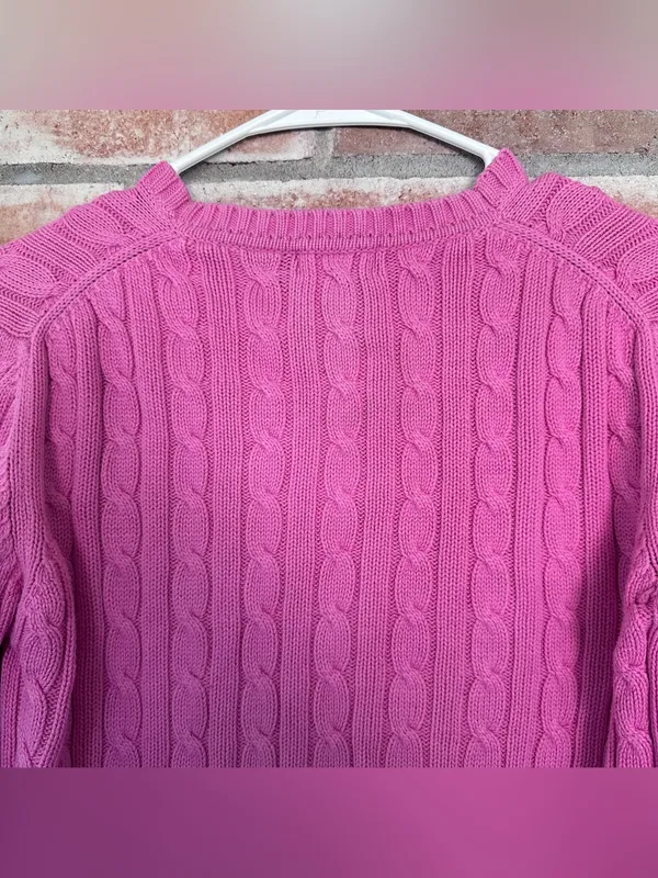 Lilly Pulitzer Cable Knit Sweater Crewneck Women’s Small Pink Preppy Cotton - Image 6