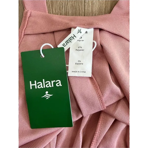 NWT Halara Adjustable Straps Pockets Waffle Casual Overalls Rose Tan Size Small - Image 13