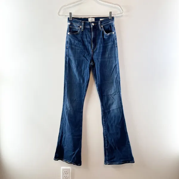 Citizens of Humanity Lilah High Rise Flare Jeans Dark Wash Blue 24 - Image 3
