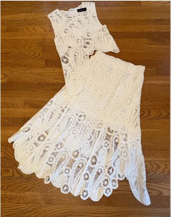 White Lace Two-Piece Skirt Set - Women's Summer Outfit size M - Image 11