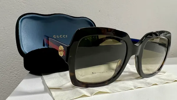 Gucci Sunglasses ❤️ Havana Glitter Blue and Red Brown Gradient - Image 7
