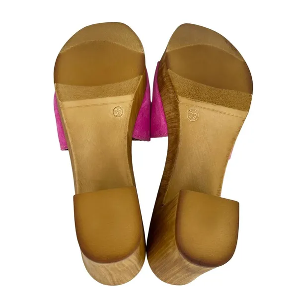 Steve Madden Neon Pink Block Heels Slides Sandals 9 Platform y2k - Image 9