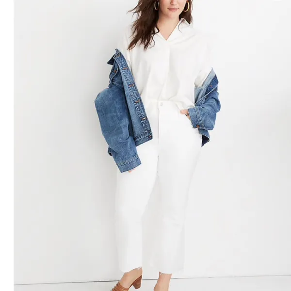 NWT Madewell Cali Demi-Boot Jeans Raw-Hem Jeans White asZ-36 - Image 3