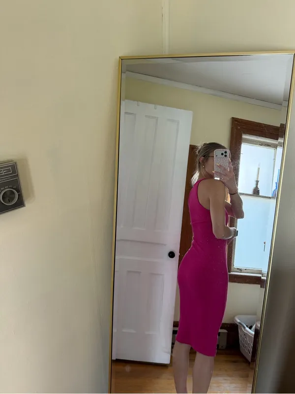 Zara Hot Pink Sleeveless Midi Dress - Image 2