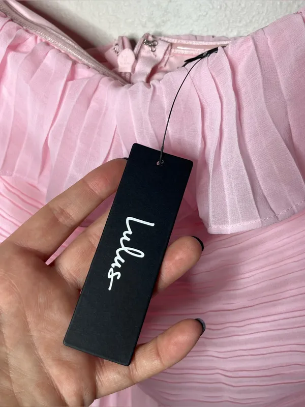 NEW Lulu’s Always Remarkable Pleated Tiered Off Shoulder Maxi Dress in Pink - Image 10