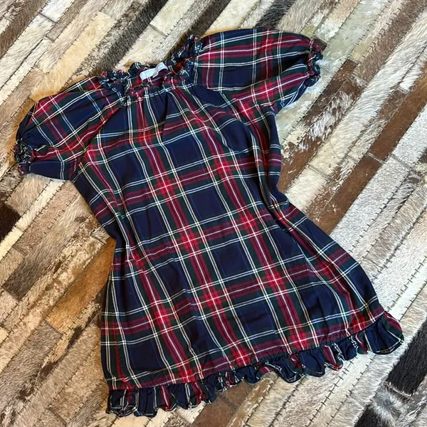 Hill‎ House Katherine Tartan Plaid Holiday Mini Nap Dress Navy Size XS - Image 2
