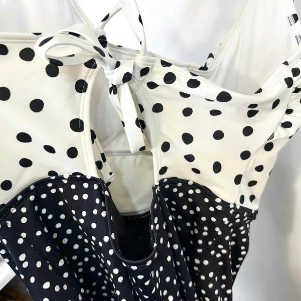 Beach Betty XL One Piece Swimsuit Polka Dot Black White Vacation Beach Pool‎ 734 - Image 6