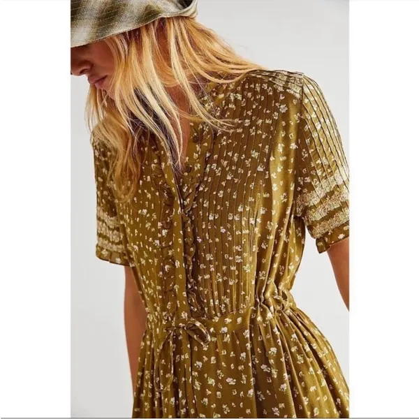 Free People Rare Feeling Maxi Dress Green Kiwi Combo Cottagecore Womens‎ Size XS - Image 2