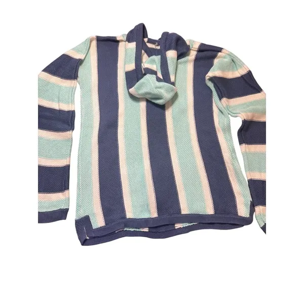 American Eagle Outfitters Striped Knit Hoodie Pullover Sweater Pocket Size M - Image 5