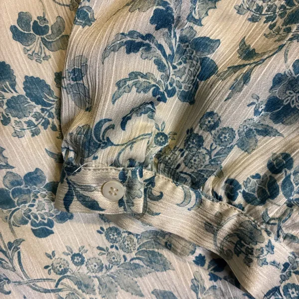 Tuckernuck Jardin De Fleurs Palmerston Dress Blue Floral Crinkle Lined Large - Image 3