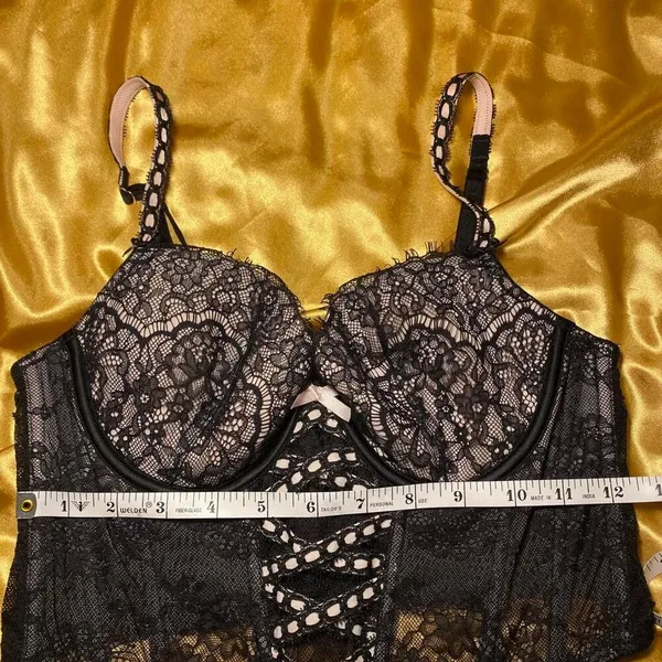 Victoria’s Secret Black & Pink Lace Bustier Corset Top - Image 6
