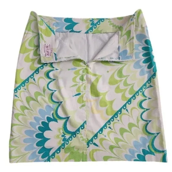 Melly M A-Line‎ Mini Skirt Womens 6 Green Blue Psychedelic Floral Retro - Image 4