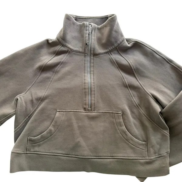 Lululemon Scuba Oversized Funnel Neck Sweatshirt Rover Tan Beige Size M/L Fleece - Image 3