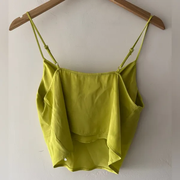 Zara Satin Lime‎ Green Cowl Neck Going Out Top - Image 5