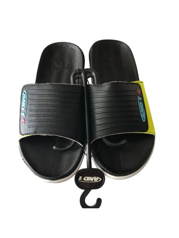 AND1 Nothin But The Best Slide Sandals Black Yellow Womens Size 8 - Image 2