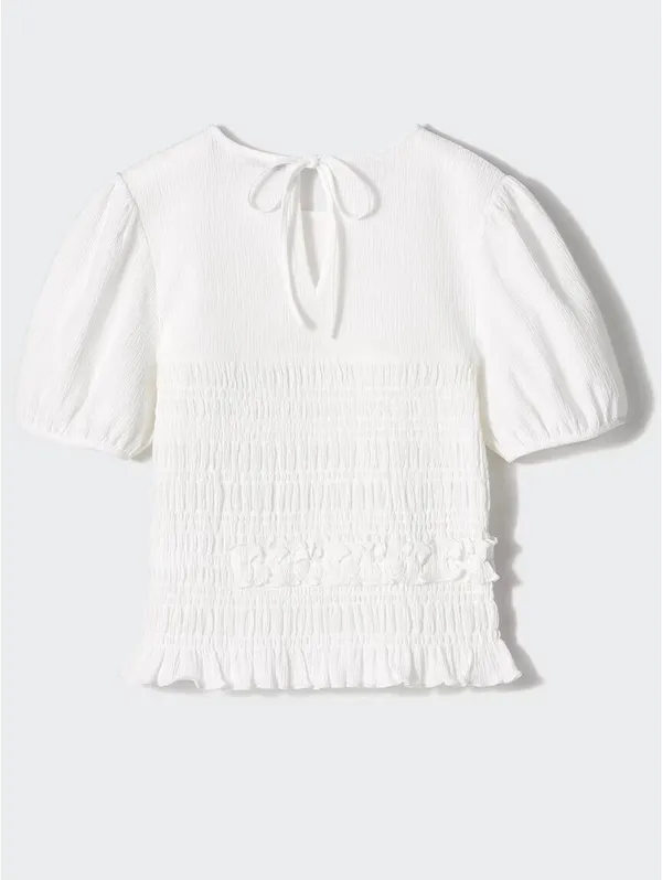 Uniqlo Cecilie Bahnsen Shirring Volume Sleeve T-Shirt NWT White Small - Image 7