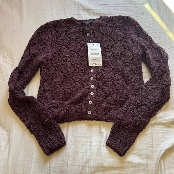 Zara - POINTELLE KNIT CARDIGAN - Image 5