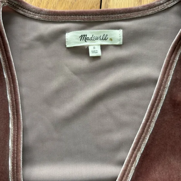 Madewell Long Sleeve Wrap Shirt Velvet‎ V-Neck Small Top Dressy Warm Ash - Image 6