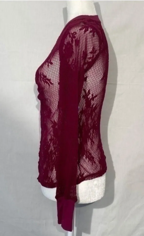 Free People U Into This Lace Long Sleeve Top In Rose Hypnotic Size - Image 4