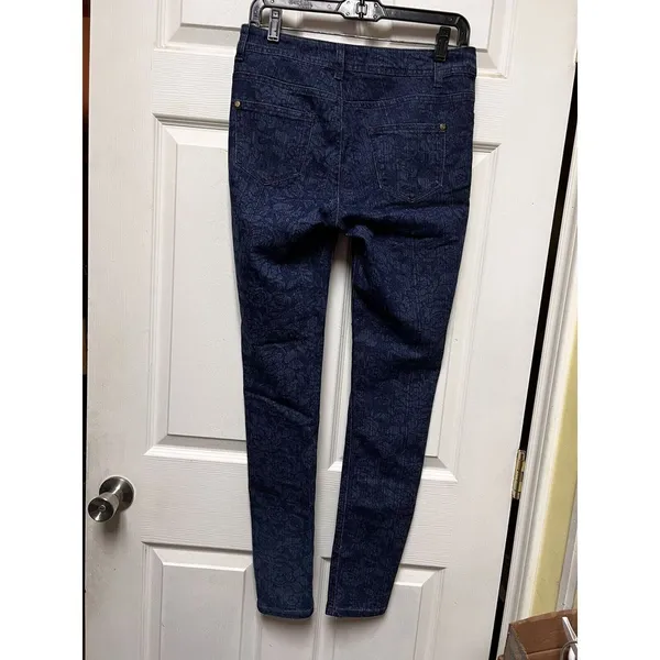 KY Creations Floral Size 30w Blue Jeans Women T2 30" Skinny Stretch‎ - Image 3