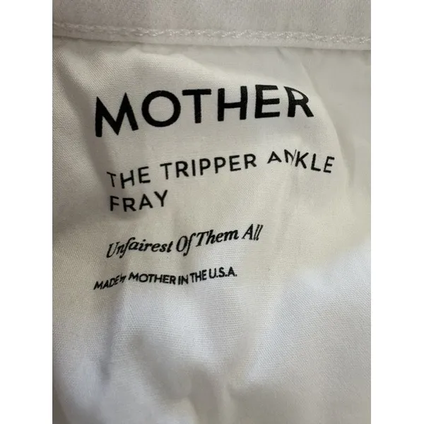 MOTHER The Tripper Ankle Fray Jeans White Distressed High Rise Button‎ Fly 27 - Image 6