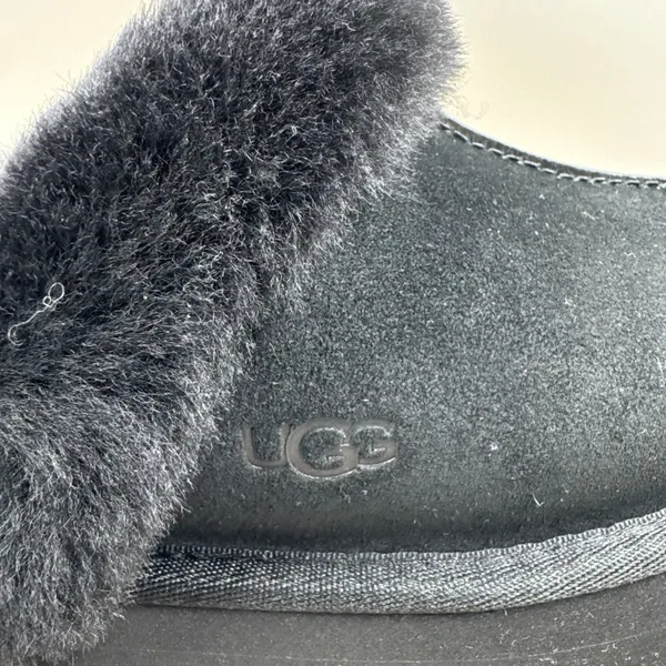 UGG Disquette Black Suede Fur Cuff Slide Platform Slipper Shoes Size 7 Women New - Image 7
