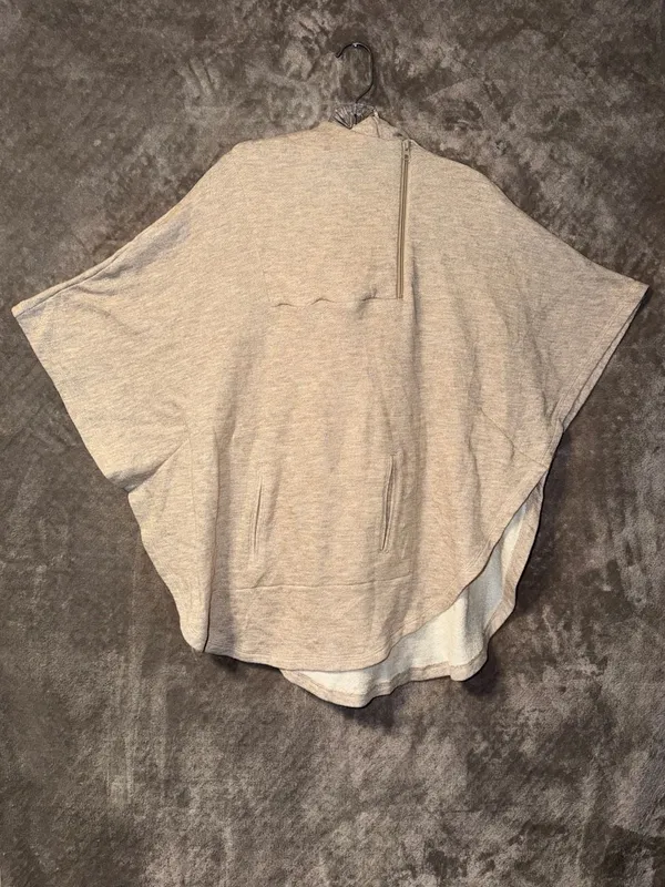 Simply Noelle Cowl Neck Poncho Size S/M Oatmeal Heather Fleece Pullover - Image 3