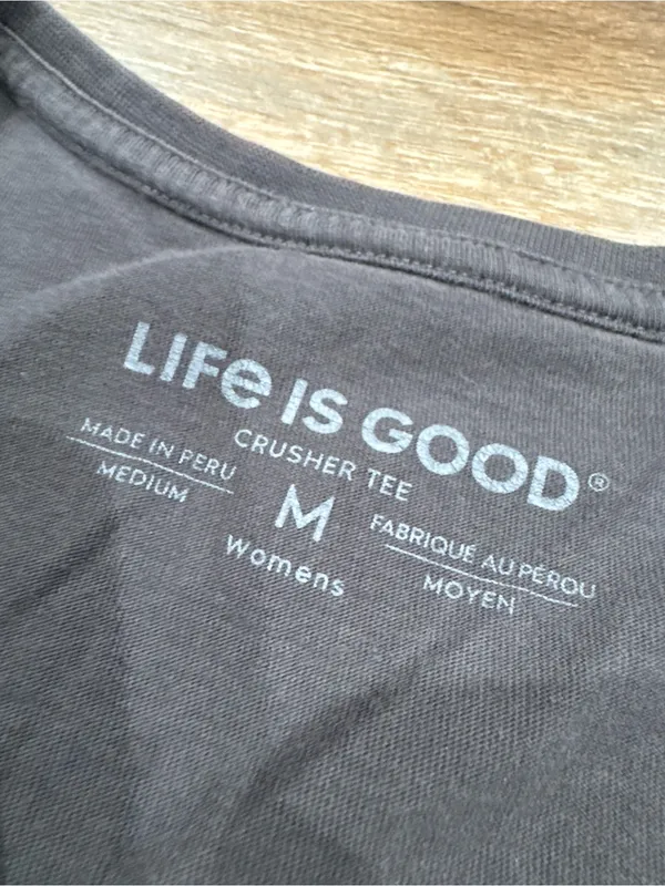 LIFE IS GOOD 100% Cotton Casual V-neck Baseball Graphic Tee | Size Medium - Image 2