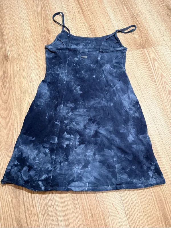 Billabong Womens Tie Dye Mini Dress Navy Blue Spaghetti Strap Beach Cover Up S - Image 4