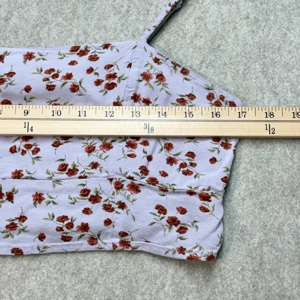 American Eagle‎ Floral Smocked Back Crop Top Purple Women Size Large Soft Girl - Image 5