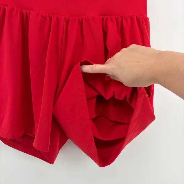 Halara SoftlyZero Airy Super High Waisted Cool Touch Flowy Yoga Shorts Med Red - Image 3