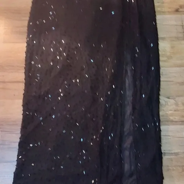 Ted LapidusBlack and Gold Strapless High Neck All Over Beaded Evening Gown Dress - Image 12