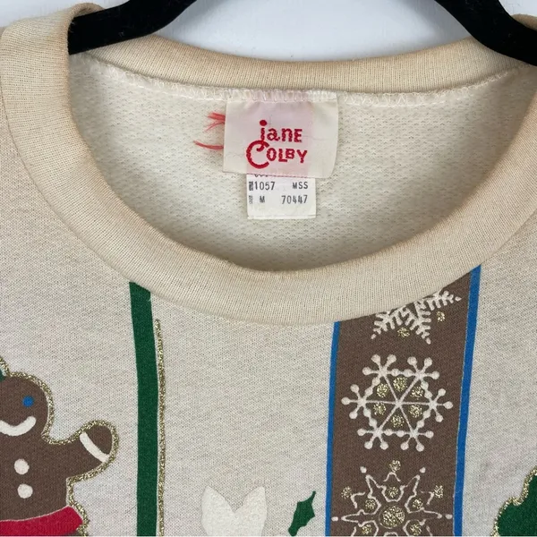 Vintage 90s Christmas Pullover Crewneck Sz Medium Graphic Retro - Image 4