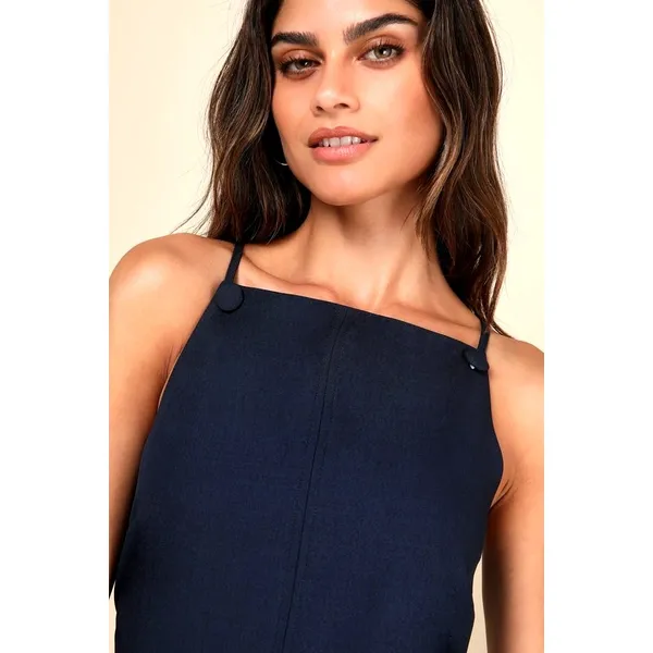 Lulu's Chic Ease Sleeveless Apron Mini Dress Navy Blue XL - Image 5