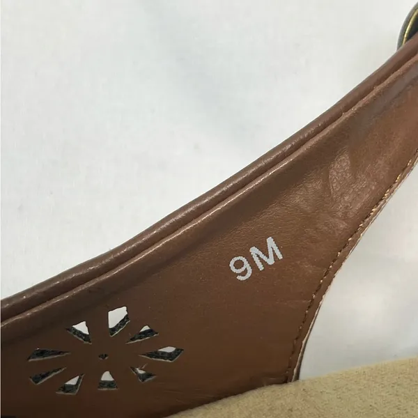 Easy Street Slingback Sandals Die Cut Leather Uppers 9 Kaley Tan‎ Brown New - Image 8
