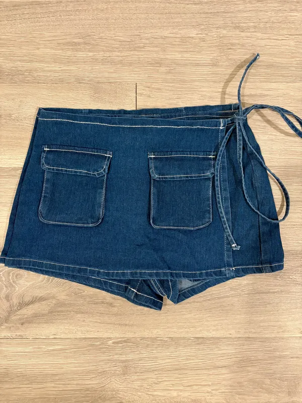 Denim Wrap Skirt Blue Size 29 - Image 2
