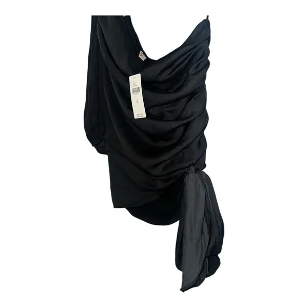 Anthropologie Dolan‎ Black Ruched One Shoulder Top, Medium - Image 3
