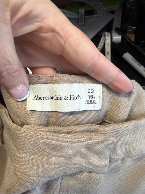Abercrombie & Fitch Women's Sloane Tan Tailored Ultra-Wide Leg Pants‎ Size 16 - Image 3