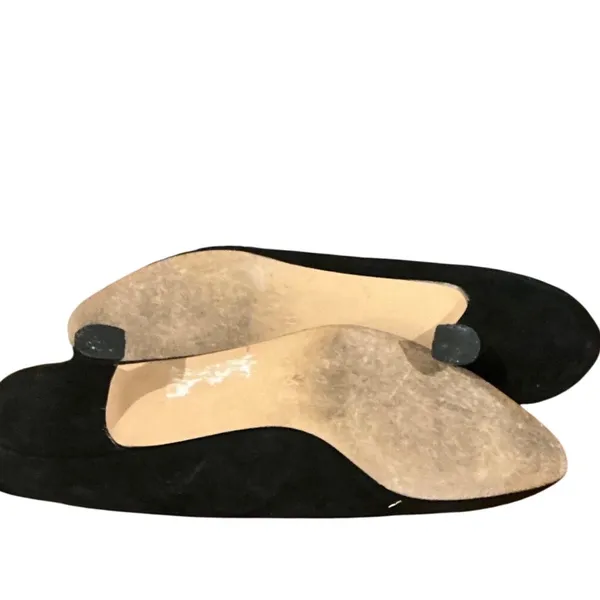 Liz Claiborne Vintage Black Suede Kitten Heel Pumps Made in Spain Almond Toe - Image 5