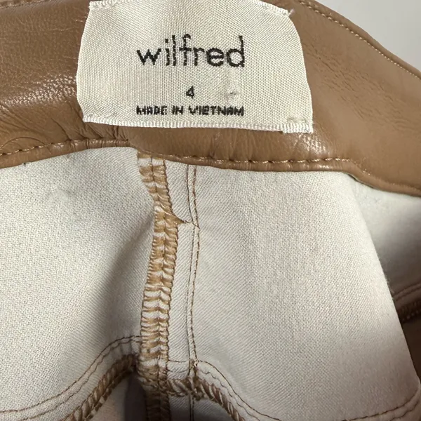 Aritzia Wilfred Melina Straight Leg‎ Vegan Leather Pants in Light Brown Size 4 - Image 4