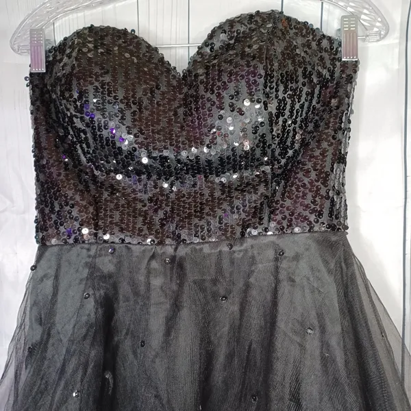 For your special day black strapless sequin mini dress - Image 2