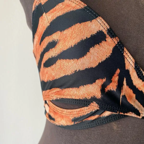 Beach Riot sz S tiger print‎ brown black bralette - Image 3