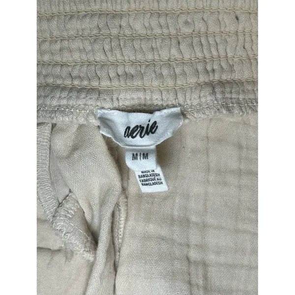 Aerie Neutral Gauzy High Waisted Textured 100% Cotton Shorts Women’s Size Medium - Image 9