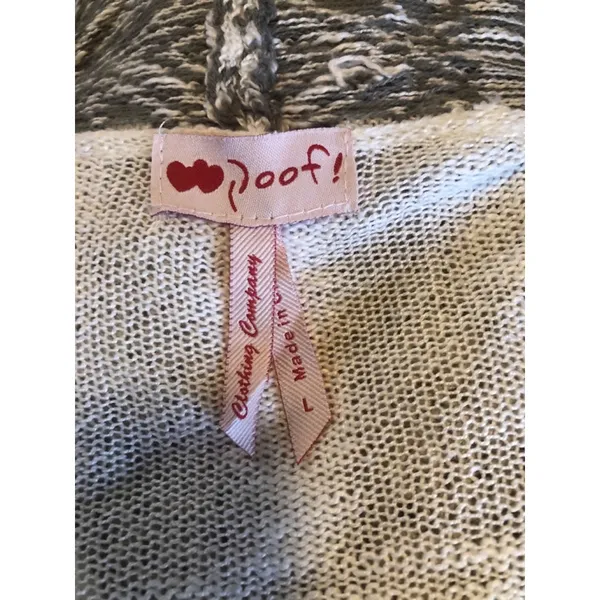 P.O.O.F! Women's Cardigan Sweater, Size L White Gray - Image 6