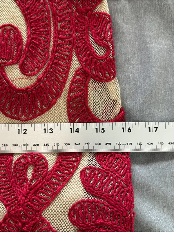 NBD Red Nude Embroidered Lace Mini Dress XS Open Back - Image 8