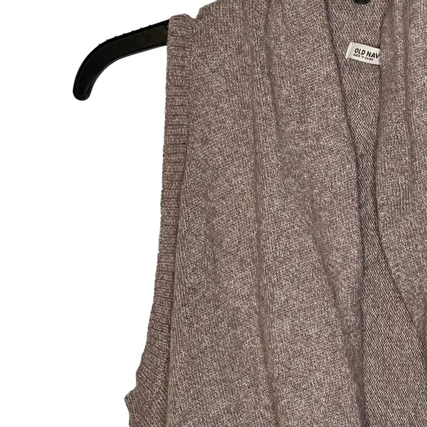 Old Navy Knit Sweater Vest Open Front Shrug Cardigan‎ Sleeveless Women Small Tan - Image 5