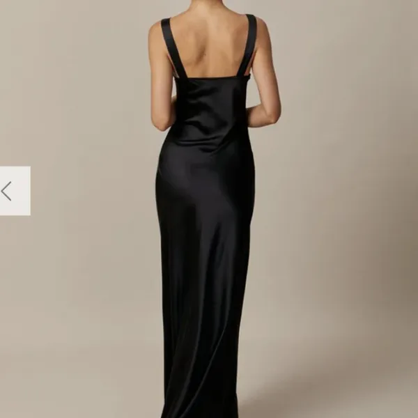 RIHOAS The Black Cowl Neck Sheath Satin Maxi Dress 22 - Image 6