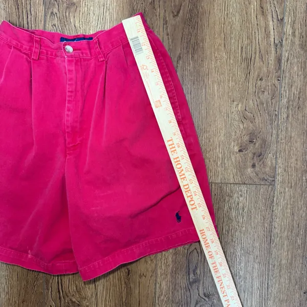 VTG 90s Ralph Lauren Womens Pleated Chino Shorts Red‎ High Rise Cotton Size 2 - Image 4